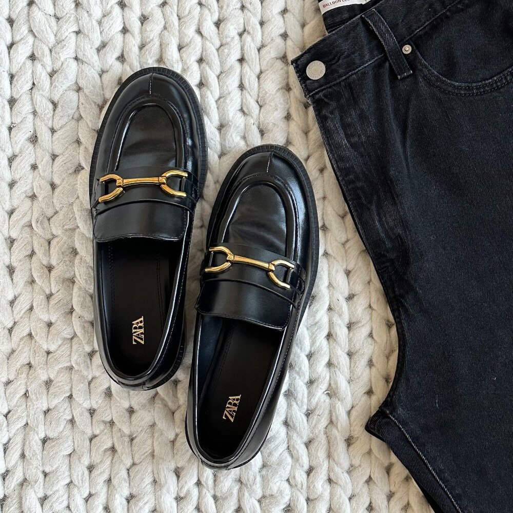New black ZARA loafers